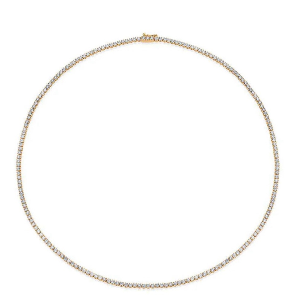 4.10 cwt Natural Diamond Tennis Necklace in 14K Yellow Gold